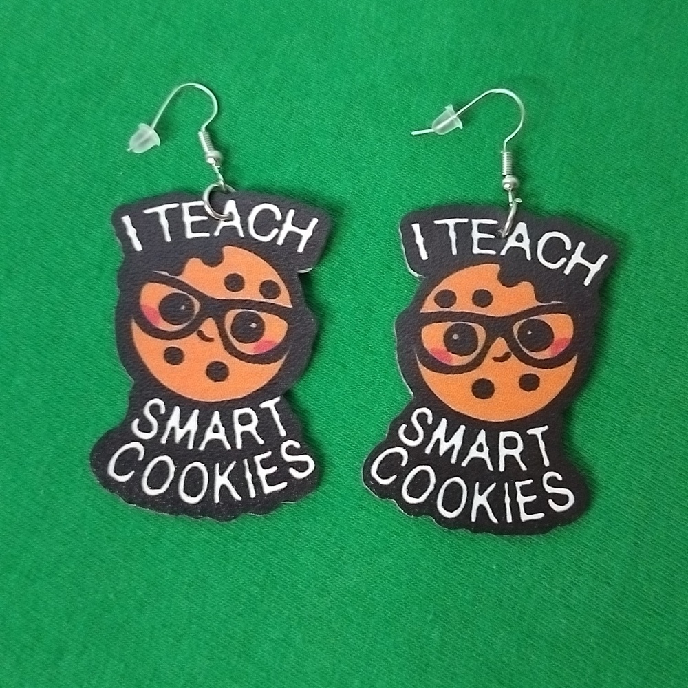 Double-Sided "I Teach Smart Cookies" Pierced Earrings